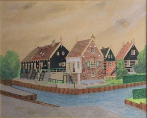 Daniel Cornelis Kerkhoven - Beeld van Marken | Gouache/tekening (ingelijst) kopen? Bied vanaf 35!