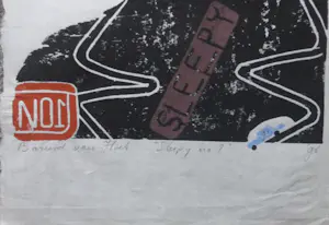 Barend van Hoek - Sleepy No1 - linoprint / woodcut in kleur op Japans rijstpapier kopen? Bied vanaf 60!