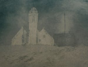 Frederika Broeksmit - Ets: Vuurtoren en vissersboot te Katwijk kopen? Bied vanaf 45!