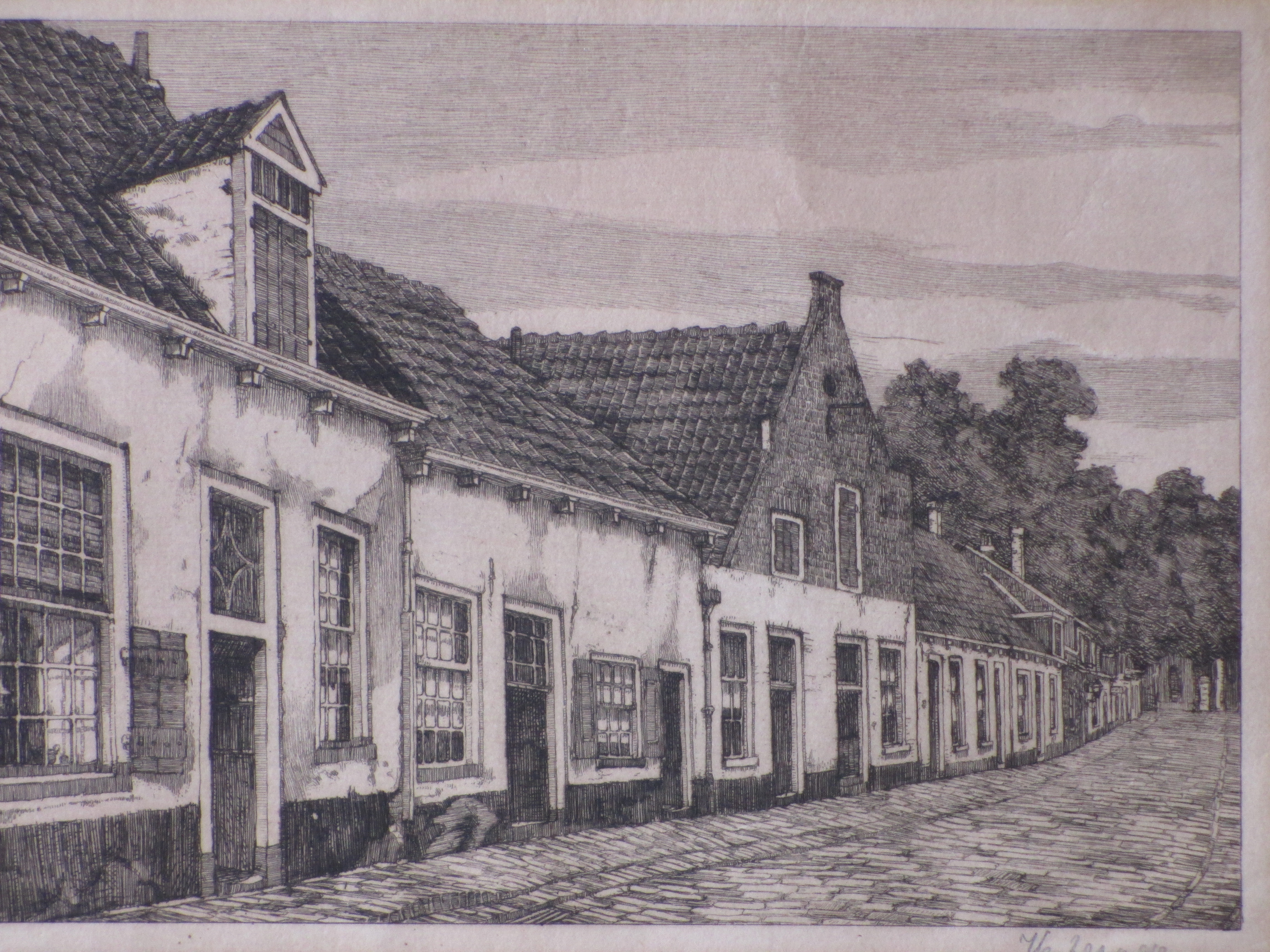 Hendrik Lesage - Straatje op Texel - Ets kopen? Bied vanaf 1!