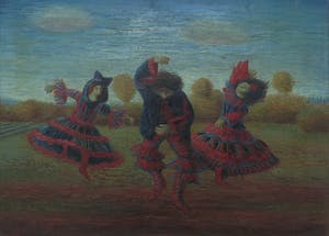 Kees Andrea - Olieverf op doek, Dansende Hongaren - Ingelijst kopen? Bied vanaf 350!