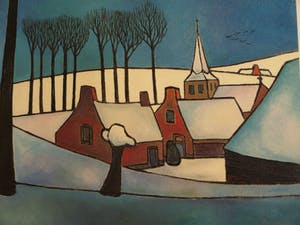 Toon Tieland - Handgesigneerde prent , “Wintergezicht” - ingelijst – ca 1990 kopen? Bied vanaf 10!