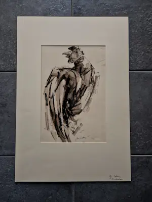 Jan Rodrigo - In 1963 geschilderde krachtige gemengde techniek op papier "Haan" kopen? Bied vanaf 1!