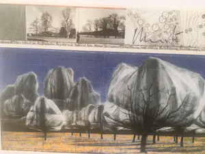 Christo - HANDGESIGNEERDE GROTE ARTCARD MET ORIGINELE STOF!!! WRAPPED TREES kopen? Bied vanaf 155!
