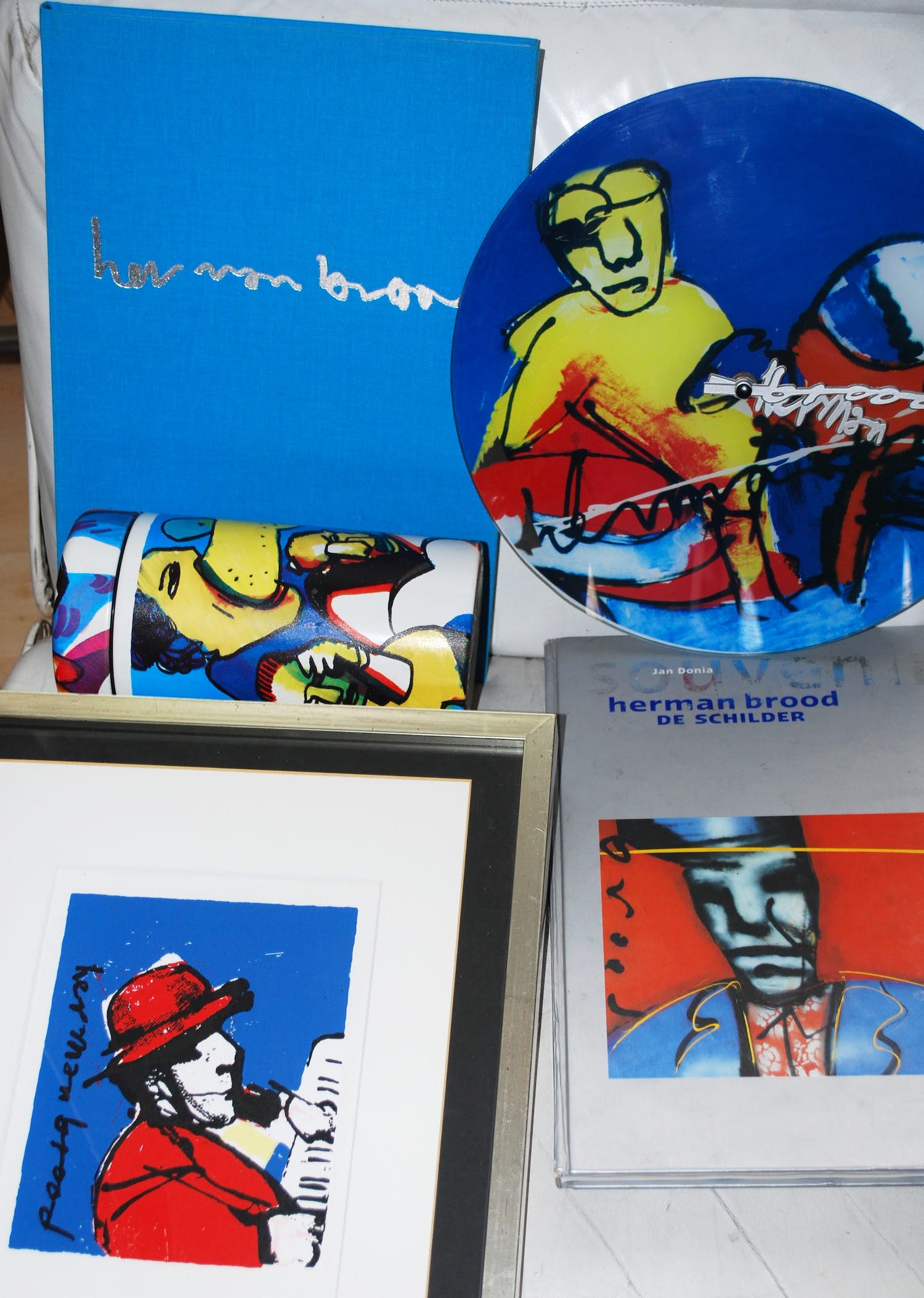 Herman Brood - klok, zeefdruk, bus, 2 boeken kopen? Bied vanaf 120!