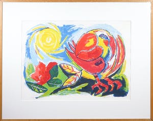 John Lie a Fo - Zeefdruk, Chason du soleil rouge - Ingelijst ( Groot) kopen? Bied vanaf 1!