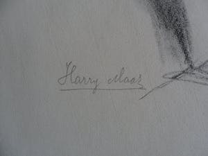 Harry Maas - Potloodtekening . poserende (school)meisje. kopen? Bied vanaf 70!