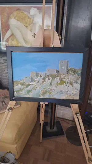 Rene Marie Dujardin - "Mediterrane sereniteit: een stenen citadel onder de azuurblauwe hemel" kopen? Bied vanaf 75!