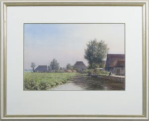 Jan Eversen - Aquarel, Visser - Ingelijst kopen? Bied vanaf 1!