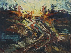 Berry Brugman - Olieverf op board, Weglandschap - Ingelijst kopen? Bied vanaf 200!