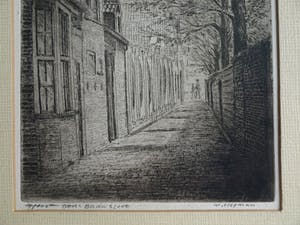 Willem Hopman - Ingelijste ets , Gedempte Baansloot Alkmaar kopen? Bied vanaf 35!