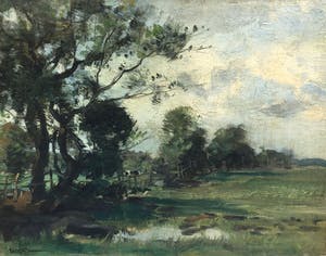 Willem G.F. Jansen - C3285-3, Polderlandschap met koeien en vennetje kopen? Bied vanaf 450!