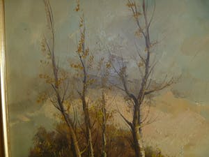 Niet of onleesbaar gesigneerd - prachtig schilderij van landschap met 2 bomen kopen? Bied vanaf 1!