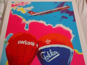 Henk van der Vet - Zeefdruk. Titel, "Swissair + Fokker". kopen? Bied vanaf 35!