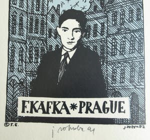 Jiri Votruba - 2x Litho , Franz Kafka, Praag – gesigneerd - 1991 kopen? Bied vanaf 75!