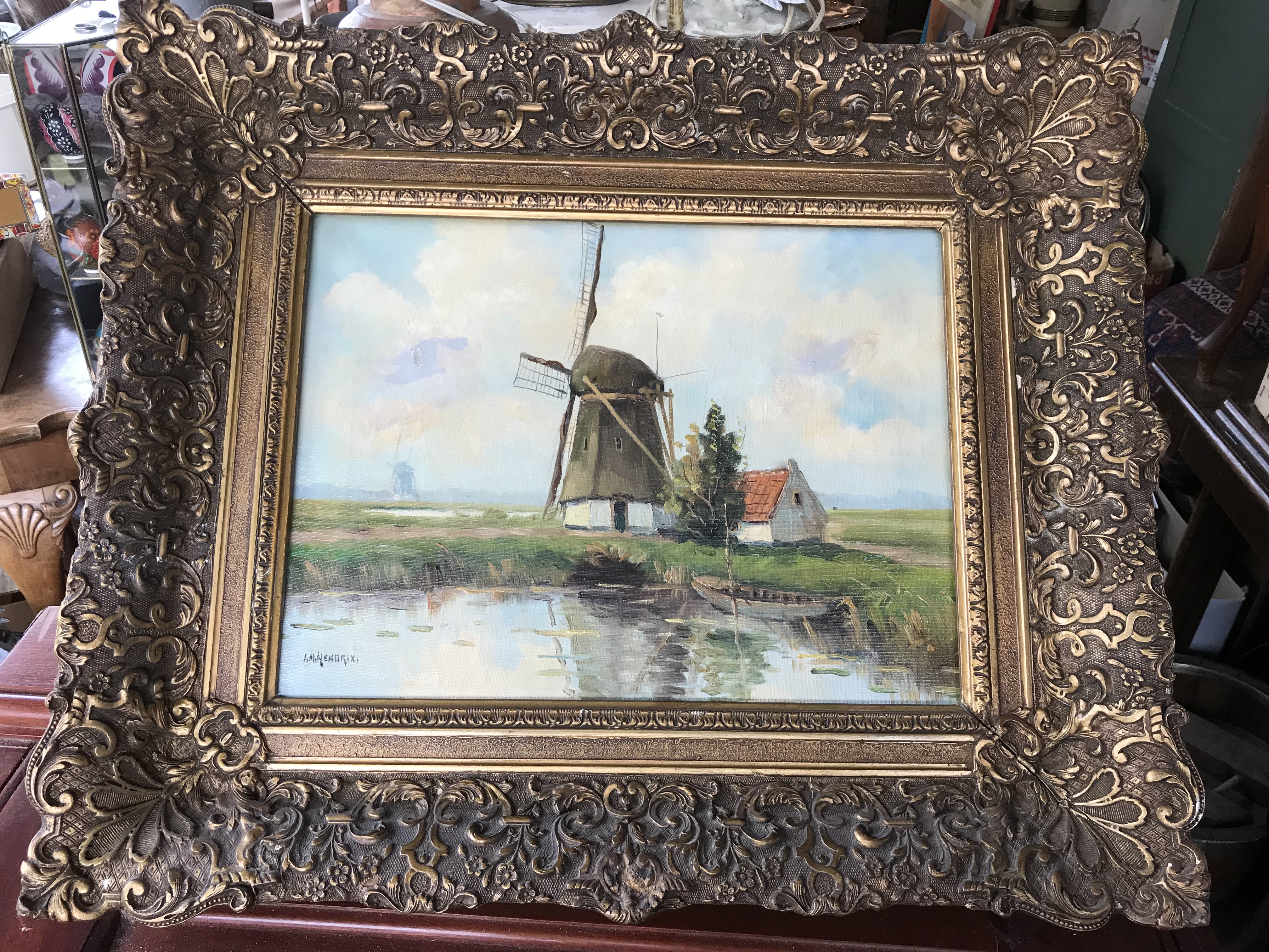 Niet of onleesbaar gesigneerd - Polderlandschap met molen aan een vaart kopen? Bied vanaf 1!