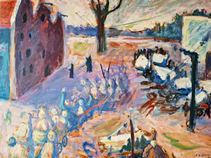 Rudi Bierman - Fraai -1953- expressionistisch olieverf "zomeravond te Amsterdam" GROOT!! kopen? Bied vanaf 56!