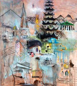 William Wegman - "Architecture" - monumentaal origineel werk uit 1987 verkocht voor € 3650!