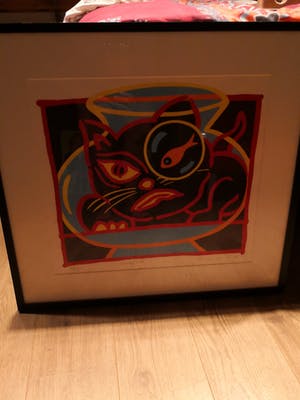 Marijke van Os - Marijke van Os: Zeefdruk, Crazy Cat - Ingelijst kopen? Bied vanaf 50!