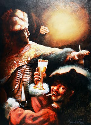 Peter Donkersloot - Rembrandt Mash-Up, acrylverf op doek (groot) kopen? Bied vanaf 150!