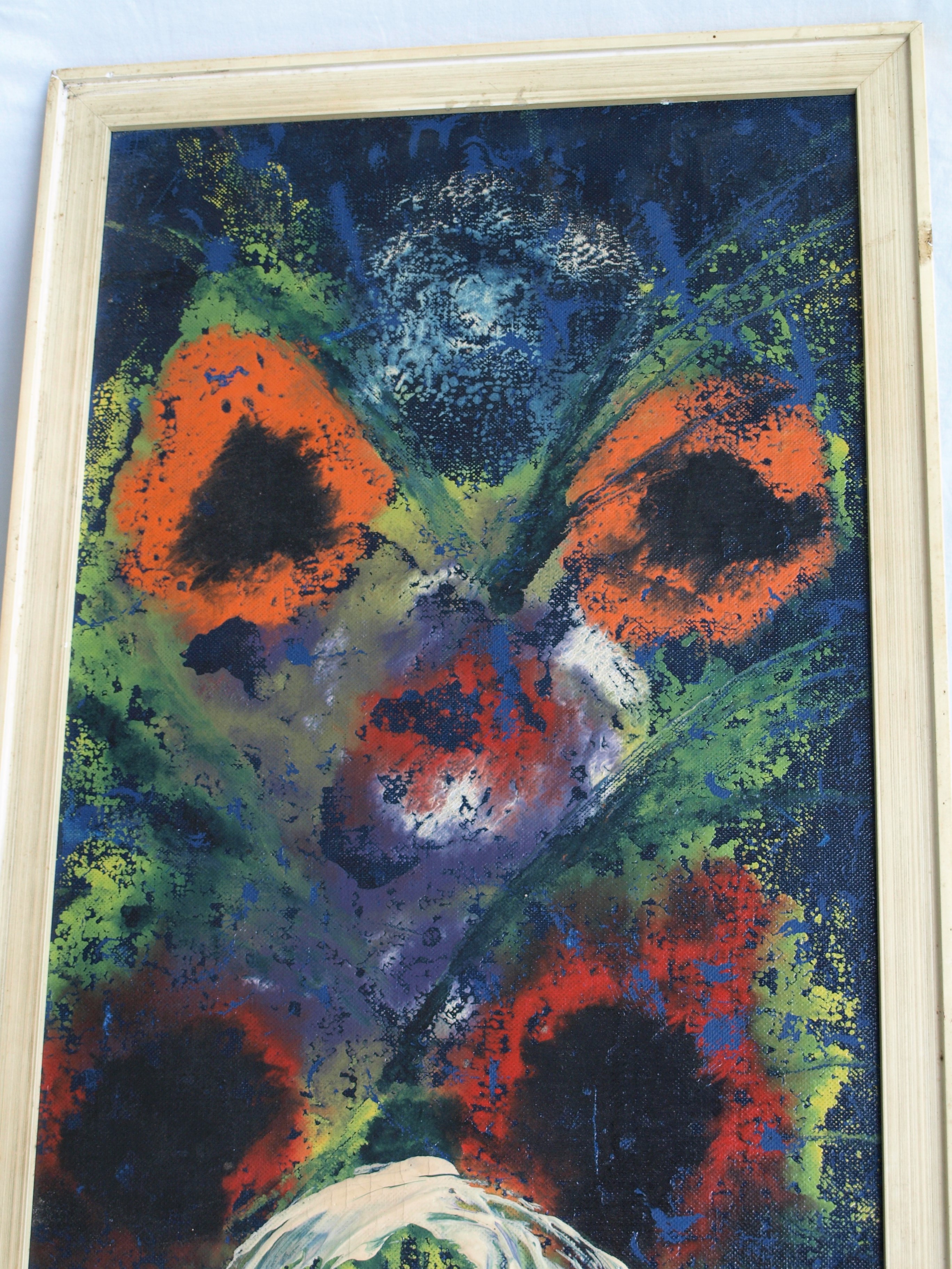 Niet of onleesbaar gesigneerd - Olieverf op board , Abstract bloemstilleven – ingelijst – ca 1965 kopen? Bied vanaf 1!