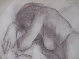 Niet of onleesbaar gesigneerd - Liggend Naakt - Tekening/houtskool kopen? Bied vanaf 1!