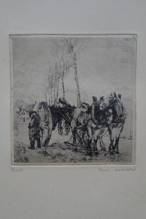 Romain Malfliet - Trio gelimiteerde etsen getiteld "Bomen vellen" - "Rust" en "Begijnhof Brugge" kopen? Bied vanaf 1!