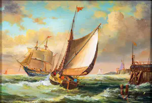 Niet of onleesbaar gesigneerd - 2x Hollandse School Zeelandschappen (XX) kopen? Bied vanaf 1!