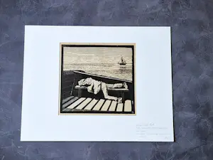 Dirk Hidde Nijland - 1919 - fraaie houtsnede in peren-langs "de Slaper" voor het blad Wendingen kopen? Bied vanaf 38!