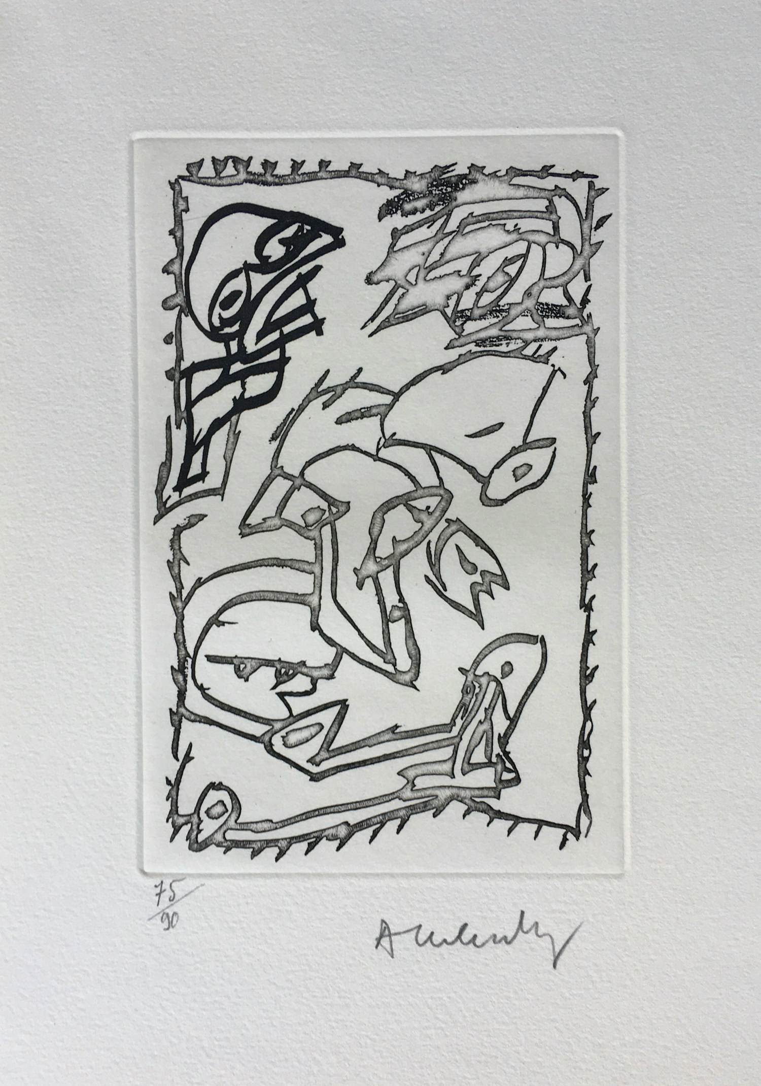 Pierre Alechinsky - expressieve ets - 1990 - oplage 90. verkocht voor € 485!