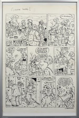 Eric Schreurs - Pentekening, Joop Klepzeiker Damestoilet - Ingelijst kopen? Bied vanaf 60!