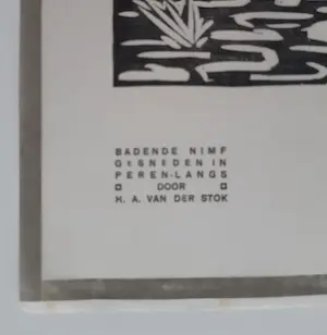 Henri van der Stok - Twee houtsnedes uit Wendingen 1919: Badende nimf en Faun en merel kopen? Bied vanaf 60!