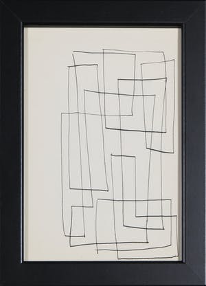 Siep van den Berg - Lot van twee pentekeningen, Abstracte compositie - Ingelijst kopen? Bied vanaf 35!