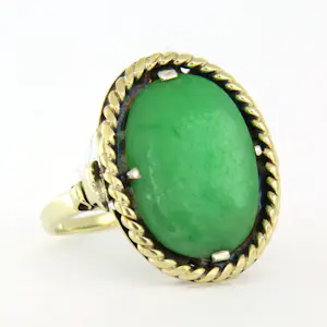 14k bicolour ring bezet met jade - rm 18.5 kopen? Bied vanaf 470!