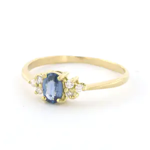18k geel gouden ring met saffier en briljant geslepen diamant 0.10 ct - rm 18.25 kopen? Bied vanaf 220!