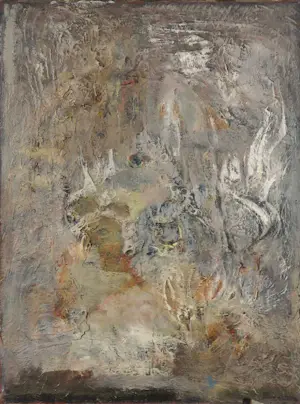 Klaas Boonstra - Olieverf / structuurverf op board, Abstracte compositie - Ingelijst kopen? Bied vanaf 100!