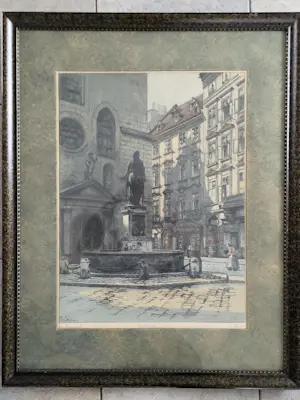 Emil Singer - Mosesbrunnen op de Franziskanerplatz in Wenen. kopen? Bied vanaf 125!