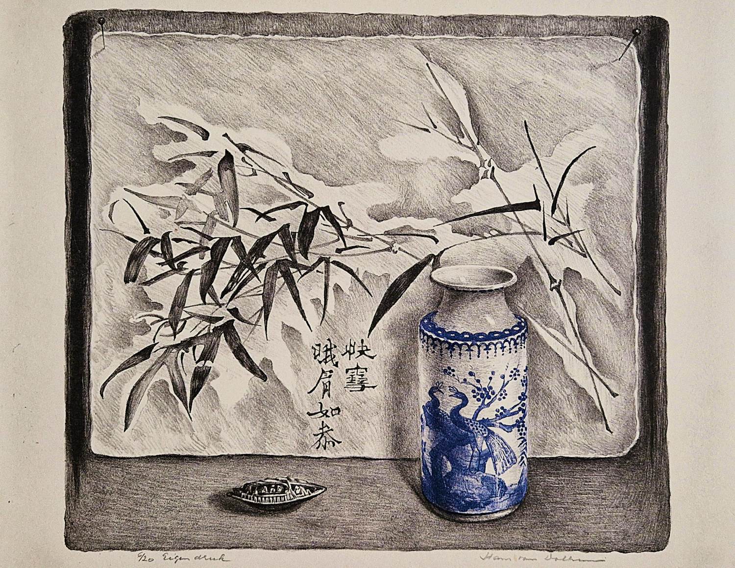 Hans van Dokkum - Fraaie handgekleurde Lithografie "Chinees stilleven" - zeer kleine oplage (9) kopen? Bied vanaf 36!