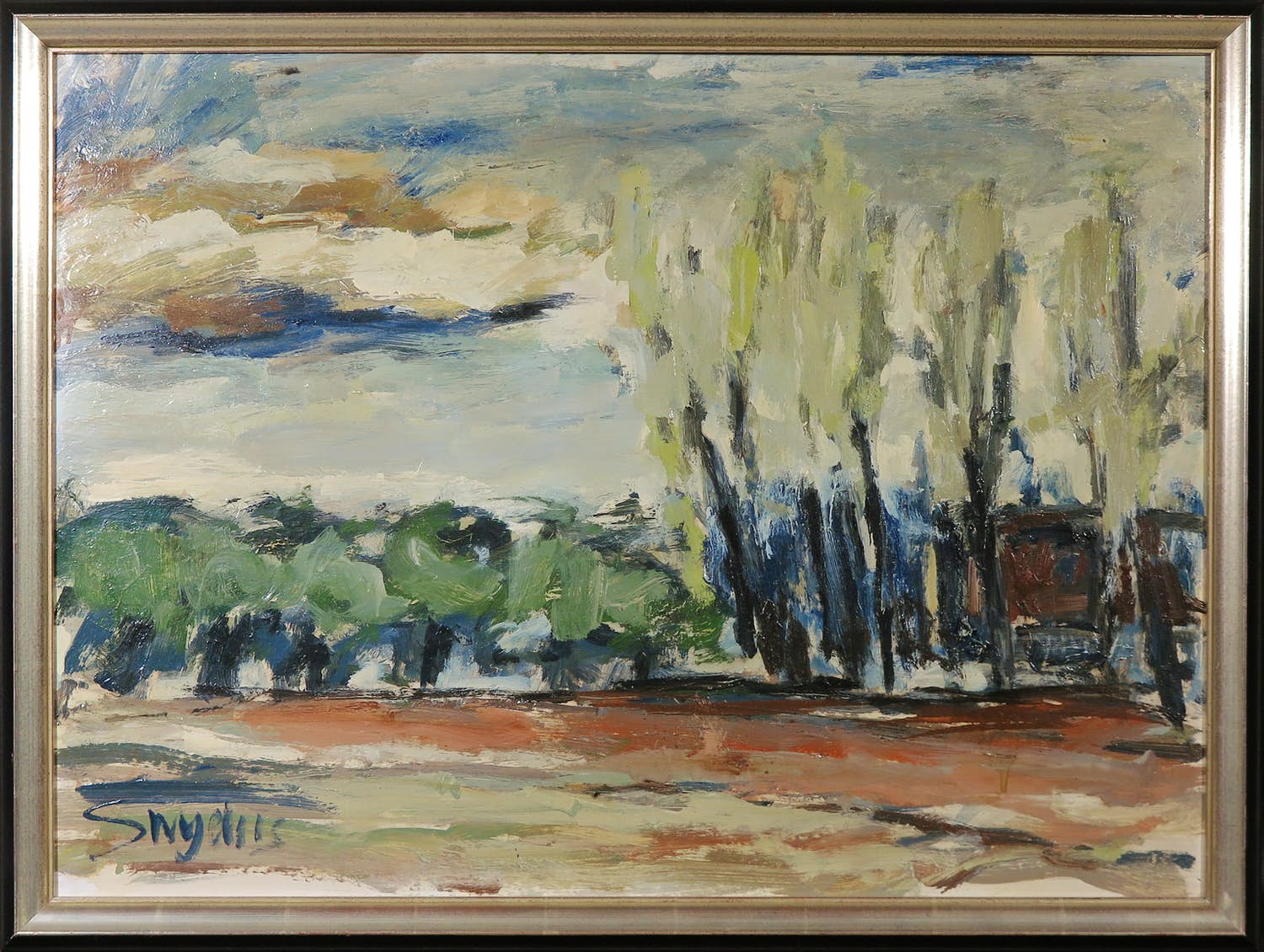 Antoon Snijders - Olieverf op doek, De populieren gelen - Ingelijst verkocht voor € 1!