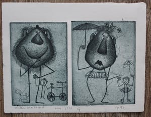 Willem Westbroek - 2 etsen op 1 blad - 1971 kopen? Bied vanaf 49!