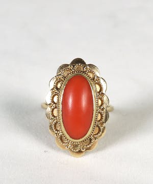 14K Goud - Collier, armband en ring met bloedkoraal kopen? Bied vanaf 300!