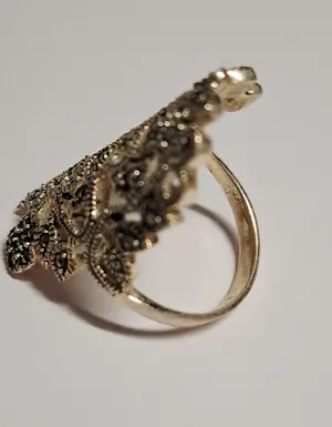 Vintage handgemaakte echte Zwitserse marcasiet setting 925  zilveren  ring kopen? Bied vanaf 75!