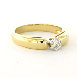 18k bicolour gouden solitair ring met briljant geslepen diamant tot. 0.22ct kopen? Bied vanaf 710!