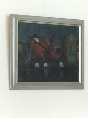 Otto B. de Kat - Haven/werf bij nacht kopen? Bied vanaf 950!