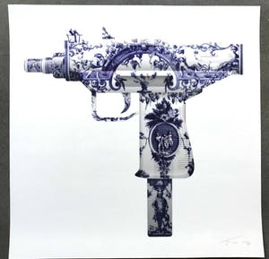 Magnus Gjoen - Delft Blue series: UZI ; Giclee print kopen? Bied vanaf 295!