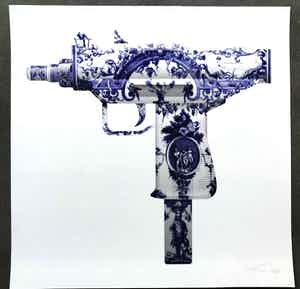 Magnus Gjoen - Delft Blue series: UZI ; Giclee print verkocht voor € 295!