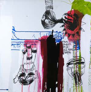 Rachid Ben Ali - Gemengde techniek op doek, Zonder titel (Groot) verkocht voor € 250!