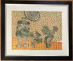 Corneille - Oude ingelijste lithografie Het Chinese theater, 1969 kopen? Bied vanaf 1200!