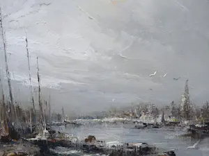 Jan Bevort - winters stadsgezicht Amsterdam kopen? Bied vanaf 600!