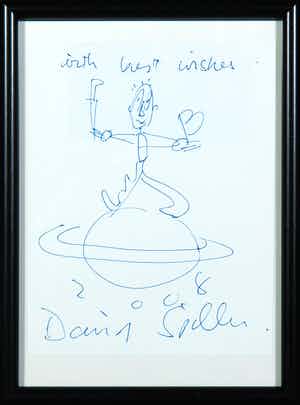 David Spiller - Pentekening met gelukswensen verkocht voor € 100!